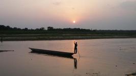 Coucher soleil Chitwan, Népal